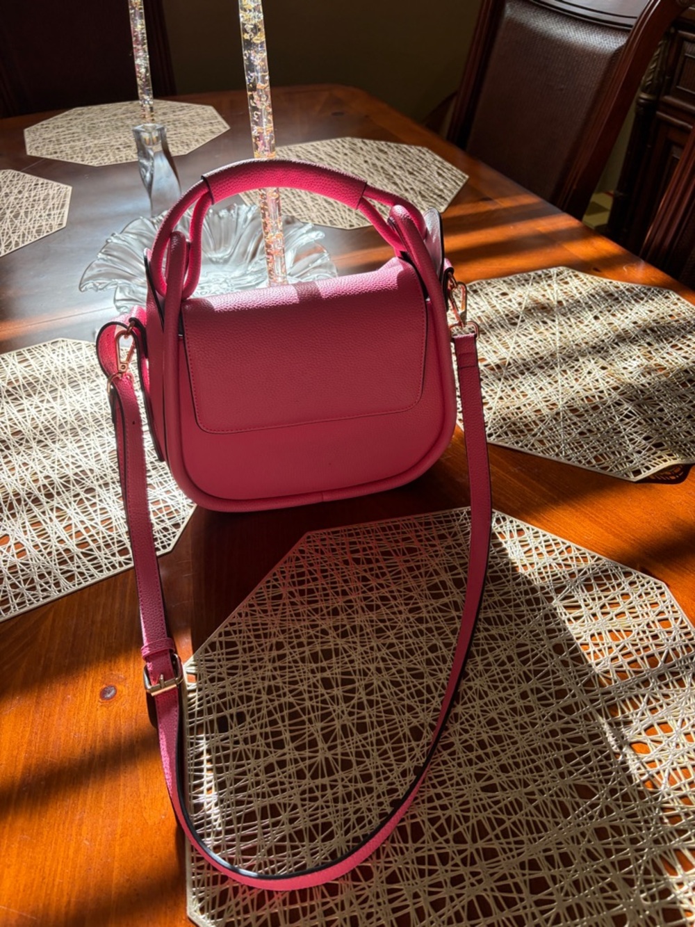 Pink Women's Saddle Crossbody Bag - Unbranded
